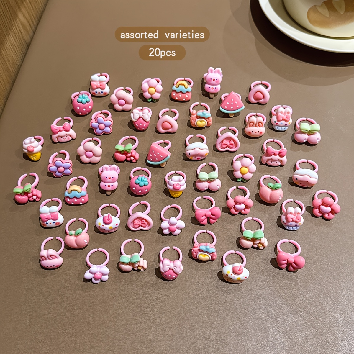20 Random Cartoon-style Rings, Fun Accessories